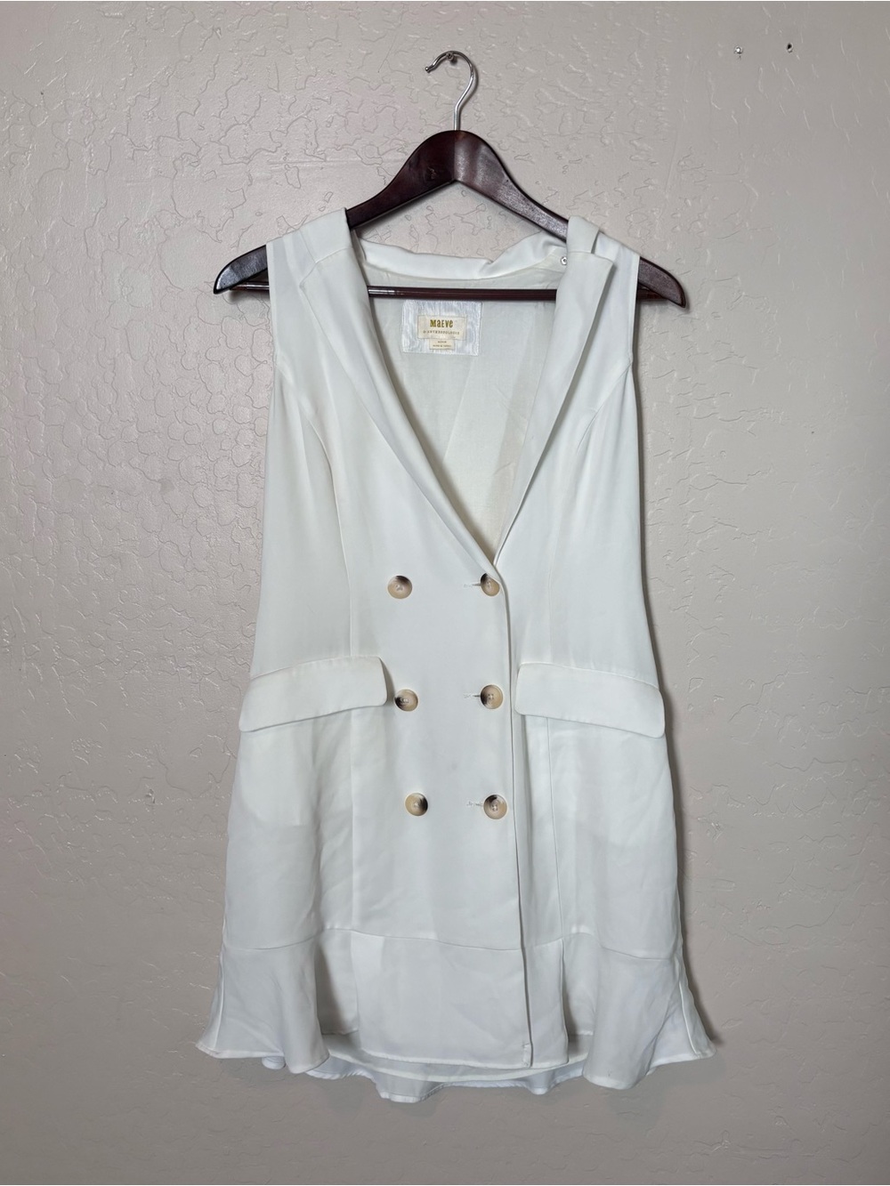 Maeve by Anthropologie Sleeveless Ruffle Hem Dress White Size Medium
